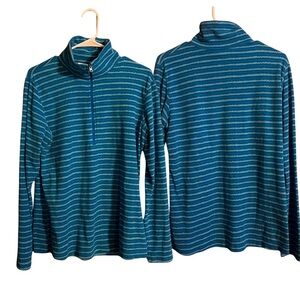 Columbia half zip large blue striped thermal fleece